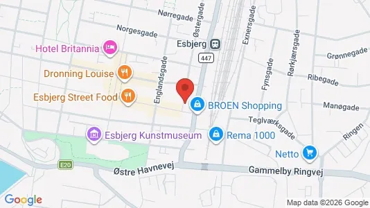 Lejligheder til leje i Esbjerg Centrum - kort over placeringen