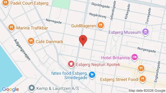Lejligheder til leje i Esbjerg Centrum - kort over placeringen