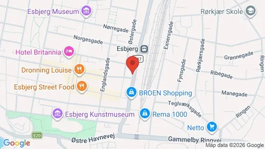Lejligheder til leje i Esbjerg Centrum - kort over placeringen