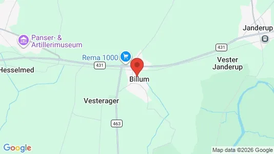 Huse til salg i Billum - kort over placeringen