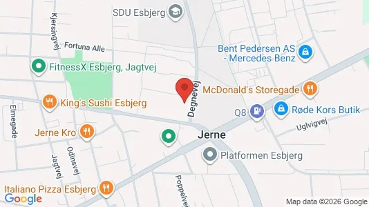 Lejligheder til salg i Esbjerg Ø - kort over placeringen
