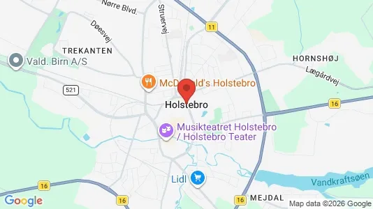 Huse til salg i Holstebro - kort over placeringen