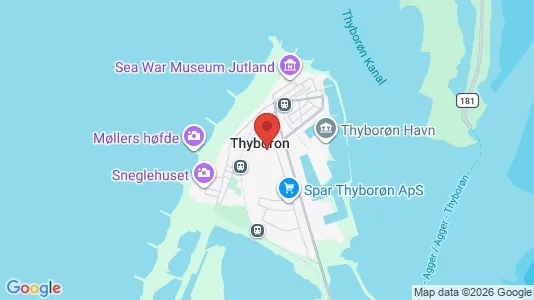 Huse til salg i Thyborøn - kort over placeringen