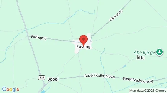 Huse til salg i Føvling - kort over placeringen
