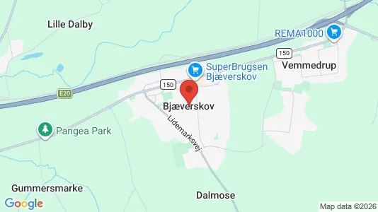 Huse til salg i Bjæverskov - kort over placeringen