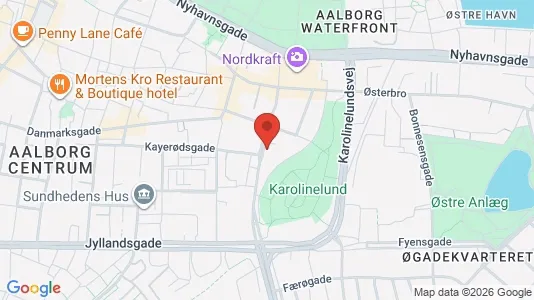 Andelsboliger til salg i Aalborg Centrum - kort over placeringen