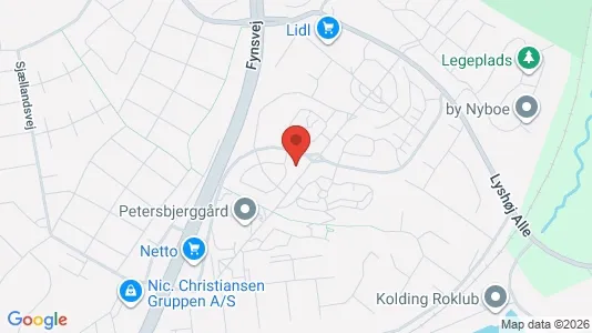 Andelsboliger til salg i Kolding - kort over placeringen