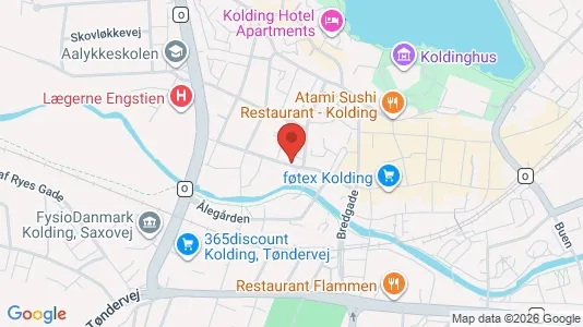 Værelser til leje i Kolding - kort over placeringen