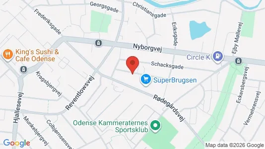Lejligheder til salg i Odense C - kort over placeringen