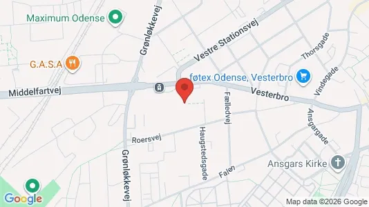 Lejligheder til salg i Odense C - kort over placeringen