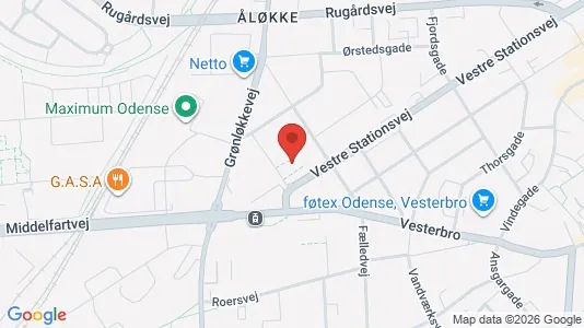 Lejligheder til leje i Odense C - kort over placeringen