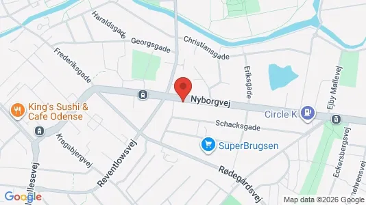 Lejligheder til salg i Odense C - kort over placeringen
