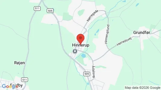 Grunde til salg i Hinnerup - kort over placeringen