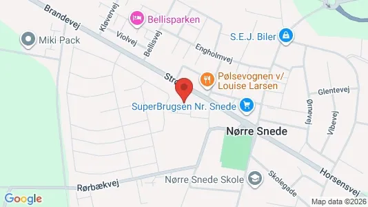 Andelsboliger til salg i Nørre Snede - kort over placeringen
