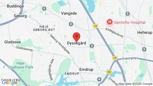 Lejligheder til leje i Dyssegård - kort over placeringen