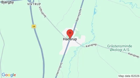 Huse til salg i Haderup - kort over placeringen