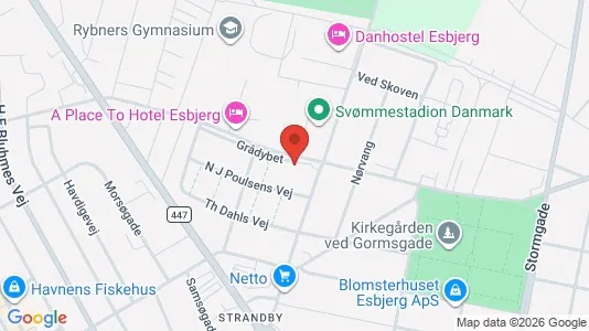 Lejligheder til leje i Esbjerg Centrum - kort over placeringen