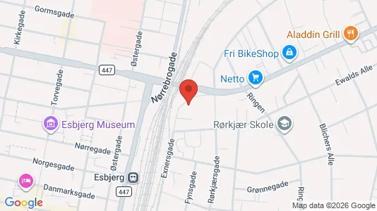 Lejligheder til leje i Esbjerg Centrum - kort over placeringen