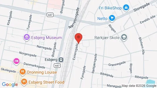 Lejligheder til leje i Esbjerg Centrum - kort over placeringen