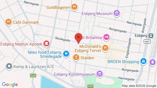 Lejligheder til leje i Esbjerg Centrum - kort over placeringen