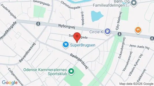 Lejligheder til salg i Odense C - kort over placeringen