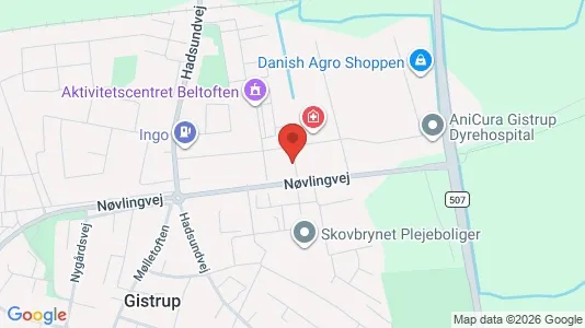 Andelsboliger til salg i Gistrup - kort over placeringen