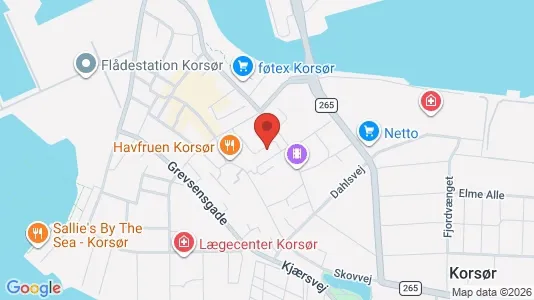 Andelsboliger til salg i Korsør - kort over placeringen