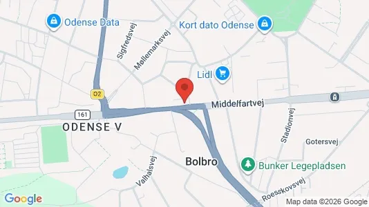 Lejligheder til salg i Odense V - kort over placeringen