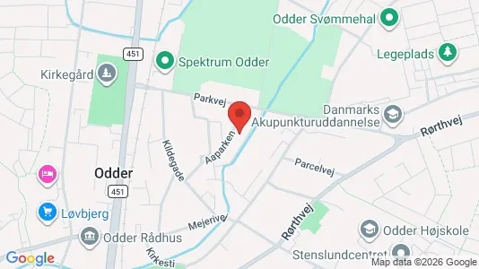 Lejligheder til salg i Odder - kort over placeringen