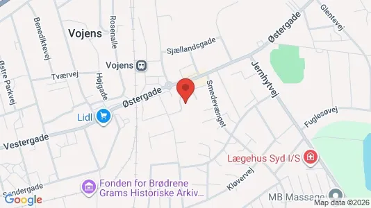 Andelsboliger til salg i Vojens - kort over placeringen