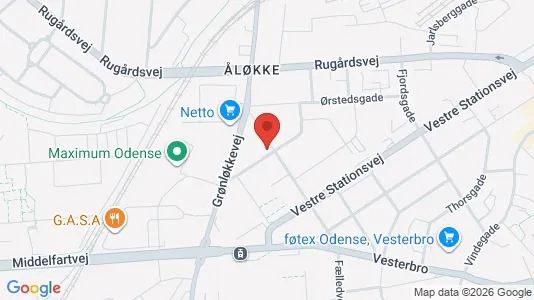 Lejligheder til salg i Odense C - kort over placeringen