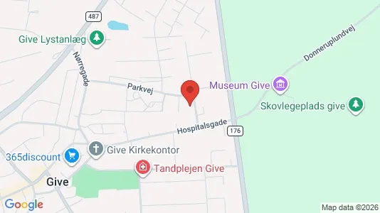 Lejligheder til leje i Give - kort over placeringen