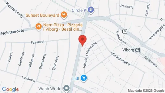 Lejligheder til leje i Viborg - kort over placeringen