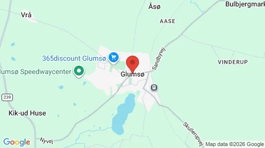 Huse til salg i Glumsø - kort over placeringen