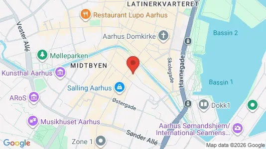 Lejligheder til salg i Århus C - kort over placeringen