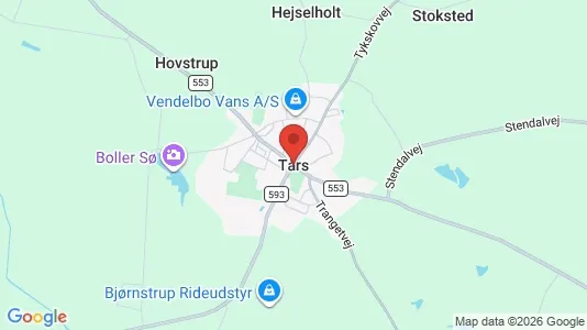 Huse til salg i Tårs - kort over placeringen