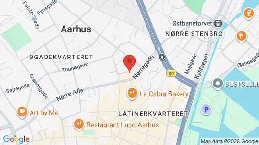 Lejligheder til salg i Århus C - kort over placeringen