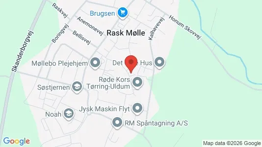 Andelsboliger til salg i Rask Mølle - kort over placeringen