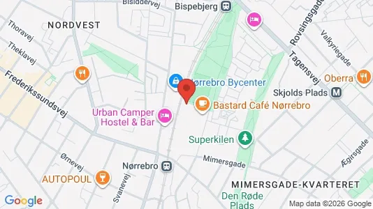 Lejligheder til leje i Nørrebro - kort over placeringen