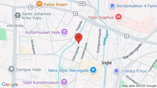 Lejligheder til leje i Vejle Centrum - kort over placeringen
