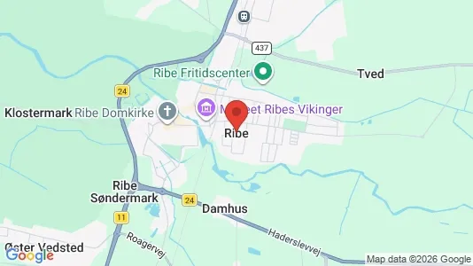 Huse til salg i Ribe - kort over placeringen