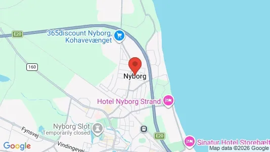 Huse til salg i Nyborg - kort over placeringen