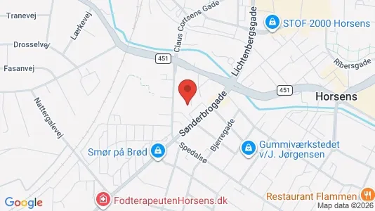 Andelsboliger til salg i Horsens - kort over placeringen