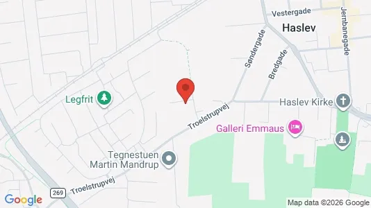 Andelsboliger til salg i Haslev - kort over placeringen