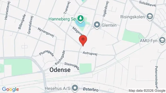 Lejligheder til salg i Odense C - kort over placeringen