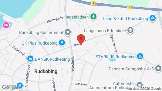 Lejligheder til salg i Rudkøbing - kort over placeringen