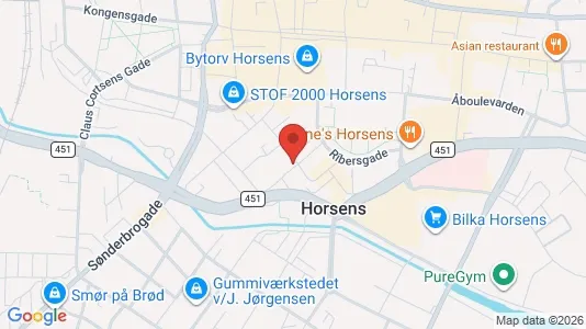 Lejligheder til leje i Horsens - kort over placeringen