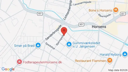 Lejligheder til salg i Horsens - kort over placeringen