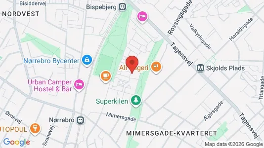 Lejligheder til salg i Nørrebro - kort over placeringen