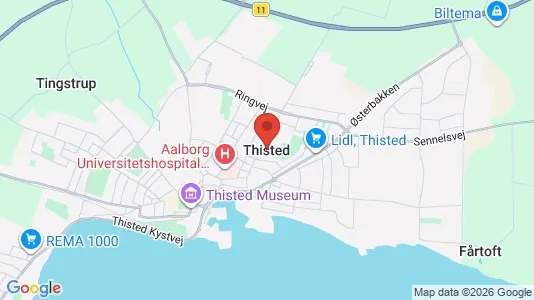 Huse til salg i Thisted - kort over placeringen